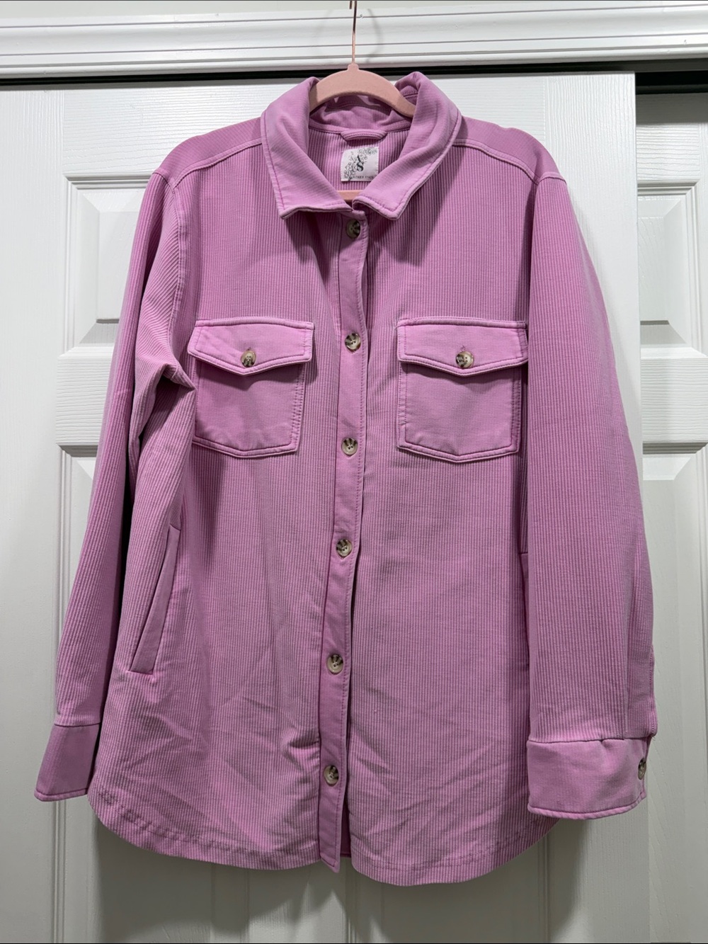 Altar’d State Pink Waffle-Knit Button-Up Jacket